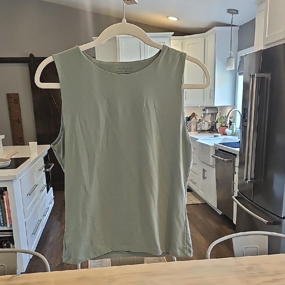 Tahari Sage Green Sleeveless Blouse